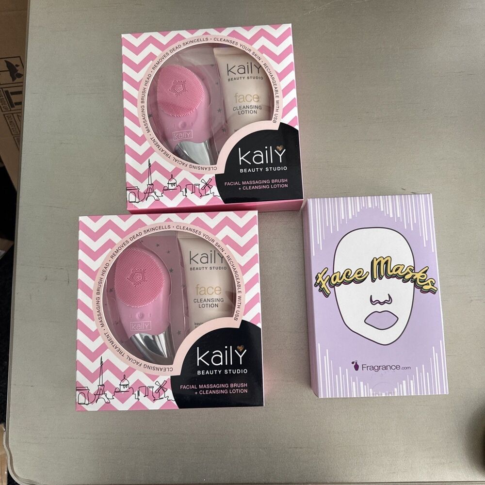 Set of 2 Kaily Beauty Studio Facial Massaging Brush & Lotion & 1 Face Mask Pack